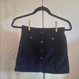 Black Corduroy Button-Up Skirt